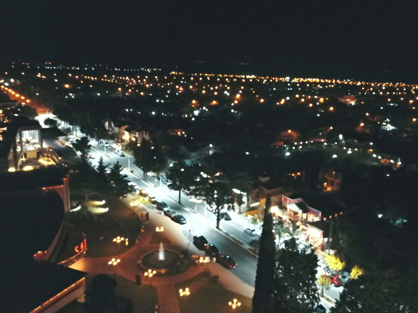 Villa de Merlo, San Luis: Vista nocturna aérea. Avenida del Sol.